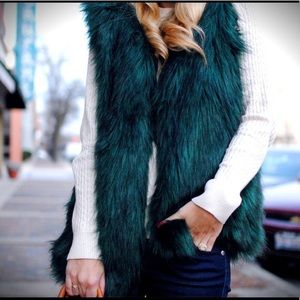 Teal Faux Fur Vest
